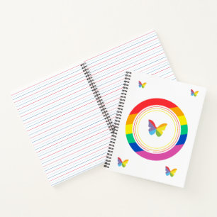 Regenbogen-Schmetterling-LGBTQ+-Stolz-Knopf Notizblock