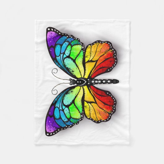 Regenbogen-Schmetterling Monarch Fleecedecke (Vorderseite)
