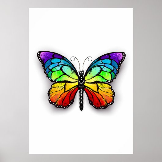 Regenbogen-Schmetterling Monarch Poster (Vorne)