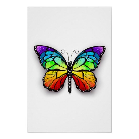 Regenbogen-Schmetterling Monarch Poster (Vorderseite)