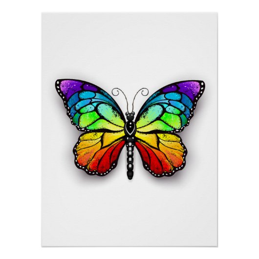 Regenbogen-Schmetterling Monarch Poster (Vorderseite)