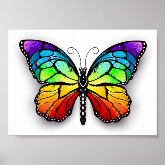 Regenbogen-Schmetterling Monarch Poster (Vorne)