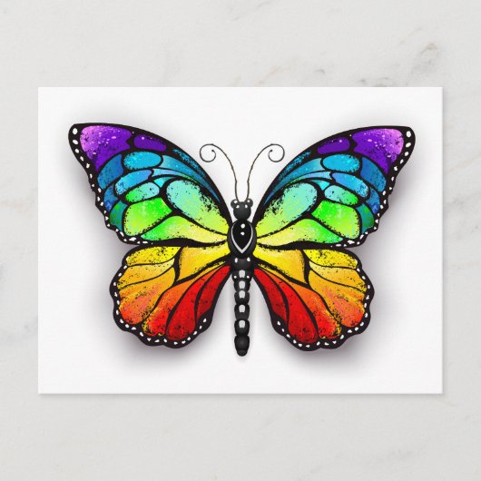 Regenbogen-Schmetterling Monarch Postkarte (Vorderseite)