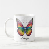 Regenbogen-Schmetterling-Monogramm Kaffeetasse (Links)