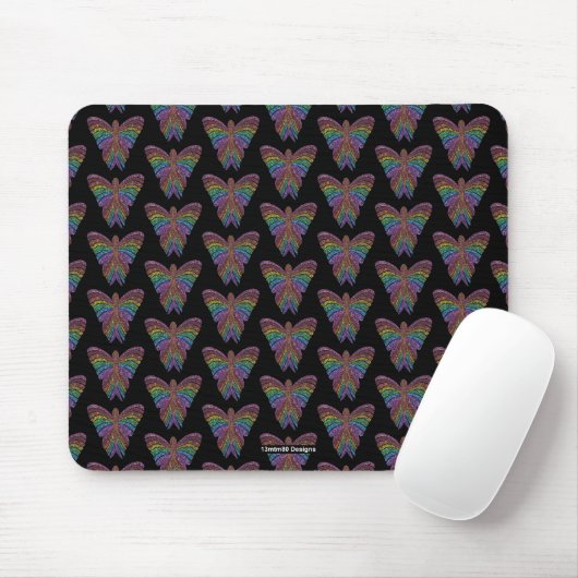 Regenbogen-Schmetterling (Muster schwarz) - Mauspa Mousepad (Mit Mouse)
