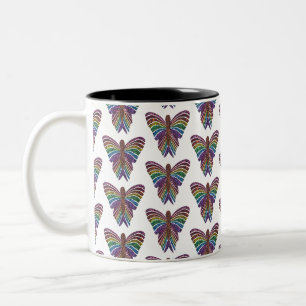 Regenbogen Schmetterling (Muster) - Zweifarben-Tas Zweifarbige Tasse