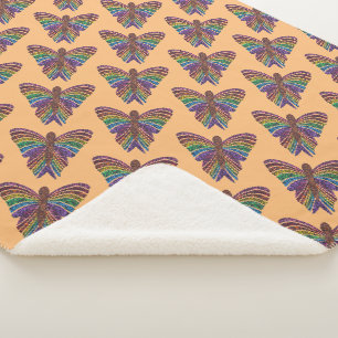 Regenbogen-Schmetterling (orange) - Sherpa-Decke Sherpadecke