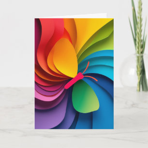 Regenbogen Schmetterling Papier Collage Karte