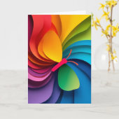 Regenbogen Schmetterling Papier Collage Karte (Gelbe Blume)