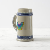 Regenbogen Schmetterling Pfauenauge Bierglas (Vorderseite Links)
