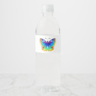 Regenbogen Schmetterling Pfauenauge Wasserflaschenetikett