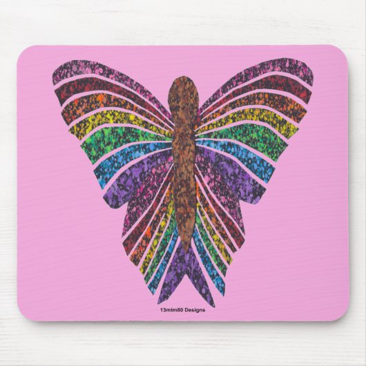 Regenbogen Schmetterling (rosa) - Mauspad (Vorne)