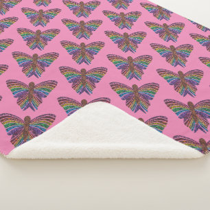 Regenbogen-Schmetterling (rosa) - Sherpa-Decke Sherpadecke