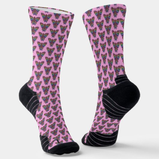 Regenbogen Schmetterling (rosa) - Sport Socken (Gewinkelt)
