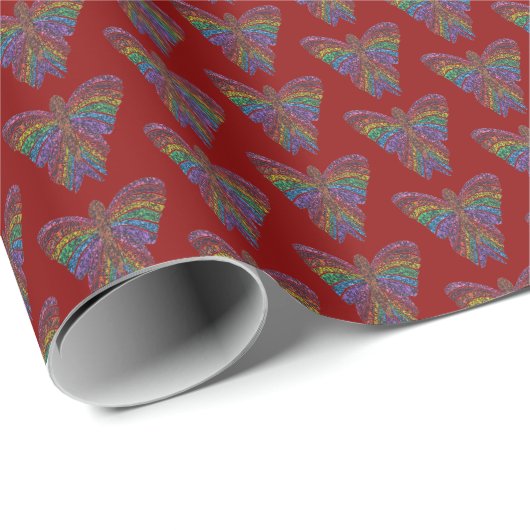 Regenbogen Schmetterling (rot) - Geschenkpapier (Rolleneckpunkt)