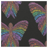 Regenbogen-Schmetterling (schwarz) - Baumwoll-Twil Stoff (Nahaufnahme)