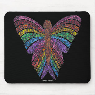 Regenbogen-Schmetterling (schwarz) - Mauspad