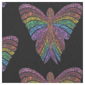 Regenbogen Schmetterling (schwarz) - Pima Baumwoll Stoff (Nahaufnahme)