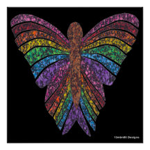 Regenbogen-Schmetterling (schwarz) - Poster Druck