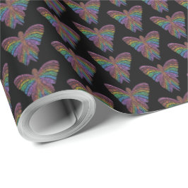 Regenbogen-Schmetterling (schwarz) - Umschlagpapie Geschenkpapier