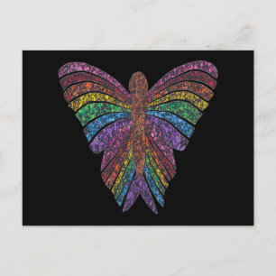 Regenbogen Schmetterling (schwarze Einzelausführun Postkarte