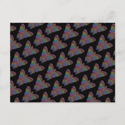 Regenbogen-Schmetterling (schwarzes Muster) - Post Postkarte (Vorderseite)