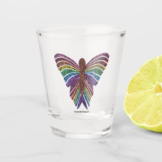 Regenbogen-Schmetterling - Shotglas Schnapsglas (Vorderseite)