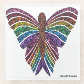 Regenbogen Schmetterling (weiß) - Glas Untersetzer (Vorderseite)