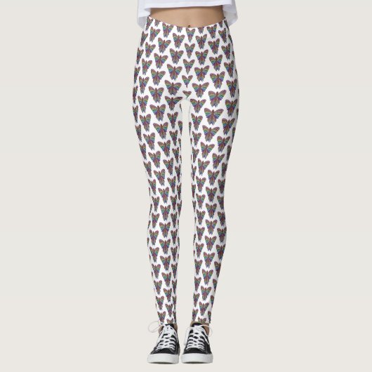 Regenbogen-Schmetterling (weiß) - Leggings (Vorderseite)