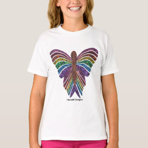 Regenbogen Schmetterling (weiß) - Mädchen Basic T- T-Shirt