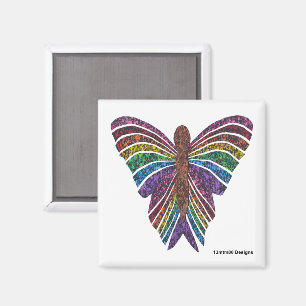 Regenbogen-Schmetterling (weiß) - Magnet