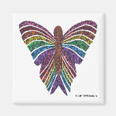 Regenbogen-Schmetterling (weiß) - Magnet (Vorne)