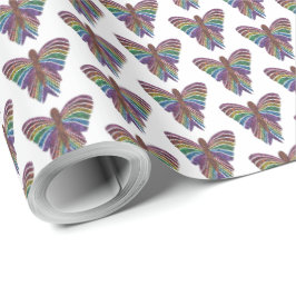 Regenbogen-Schmetterling (weiß) - Umschlagpapier Geschenkpapier