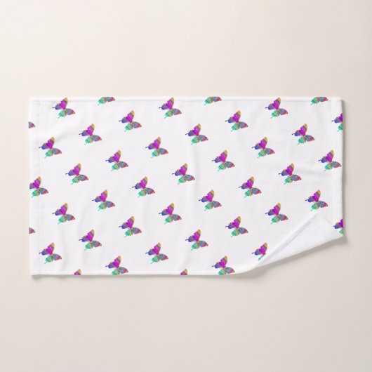 Regenbogen Schmetterlinge Badetuch Set (Handtuch)