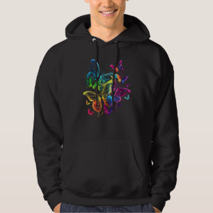 Regenbogen Schmetterlinge Grafik für Männer Frauen Hoodie