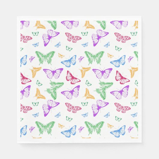Regenbogen Schmetterlinge Serviette (Vorderseite)