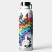 Regenbogen Schmetterlinge Trinkflasche (Rückseite)