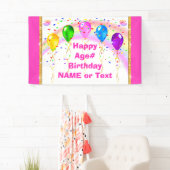 Regenbogen, Schmetterlinge und Ballons, rosa Gebur Banner (Insitu)