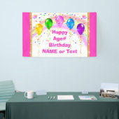 Regenbogen, Schmetterlinge und Ballons, rosa Gebur Banner (Messeveranstaltung)