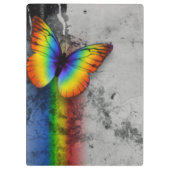 Regenbogen-Schmetterlings-grauer schwarzer Klemmbrett (Rückseite)