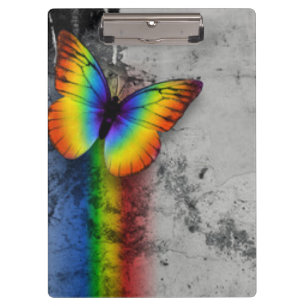 Regenbogen-Schmetterlings-grauer schwarzer Klemmbrett