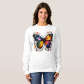 Regenbogen-Schmetterlingskunst Sweatshirt (Vorne ganz)