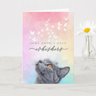 Regenbogen-Schneebart-Schmetterling Graue Katze Ve Karte