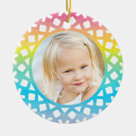 Regenbogen-Schneeflocke-personalisierte Keramik Ornament