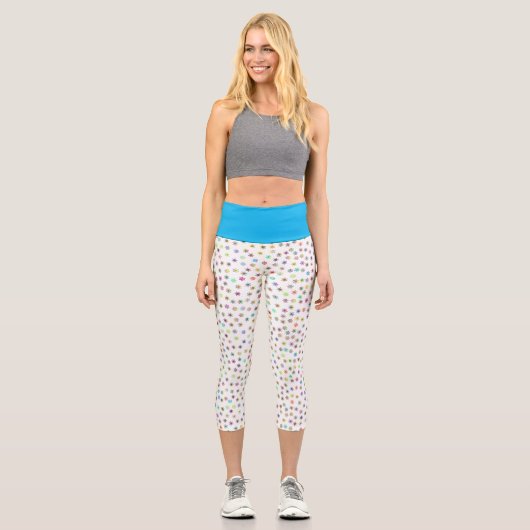 Regenbogen Schneeflocken Capri Leggings (Vorderseite)