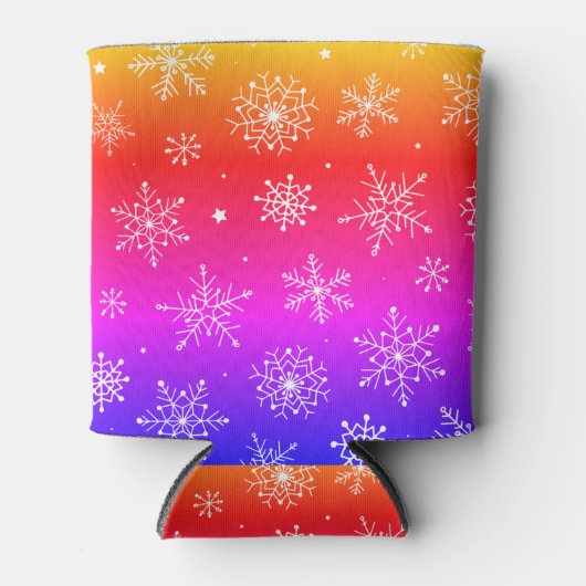 Regenbogen Schneeflocken Dosenkühler (Vorderseite)