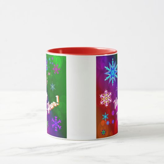 Regenbogen Schneeflocken Tasse (Zentrum)