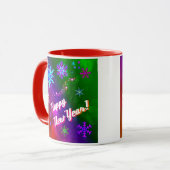 Regenbogen Schneeflocken Tasse (Vorderseite Links)
