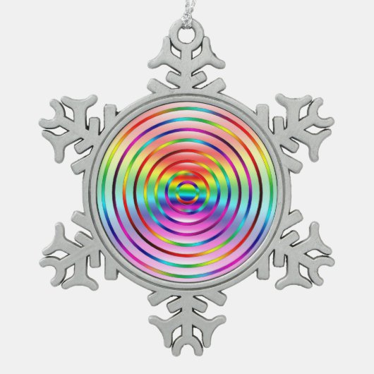 Regenbogen Schneeflocken Zinn-Ornament (Vorderseite)