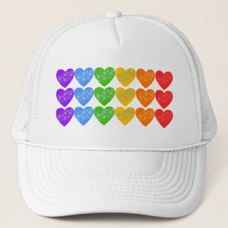 Regenbogen-Schnur der Herzen mit Sternen Truckerkappe